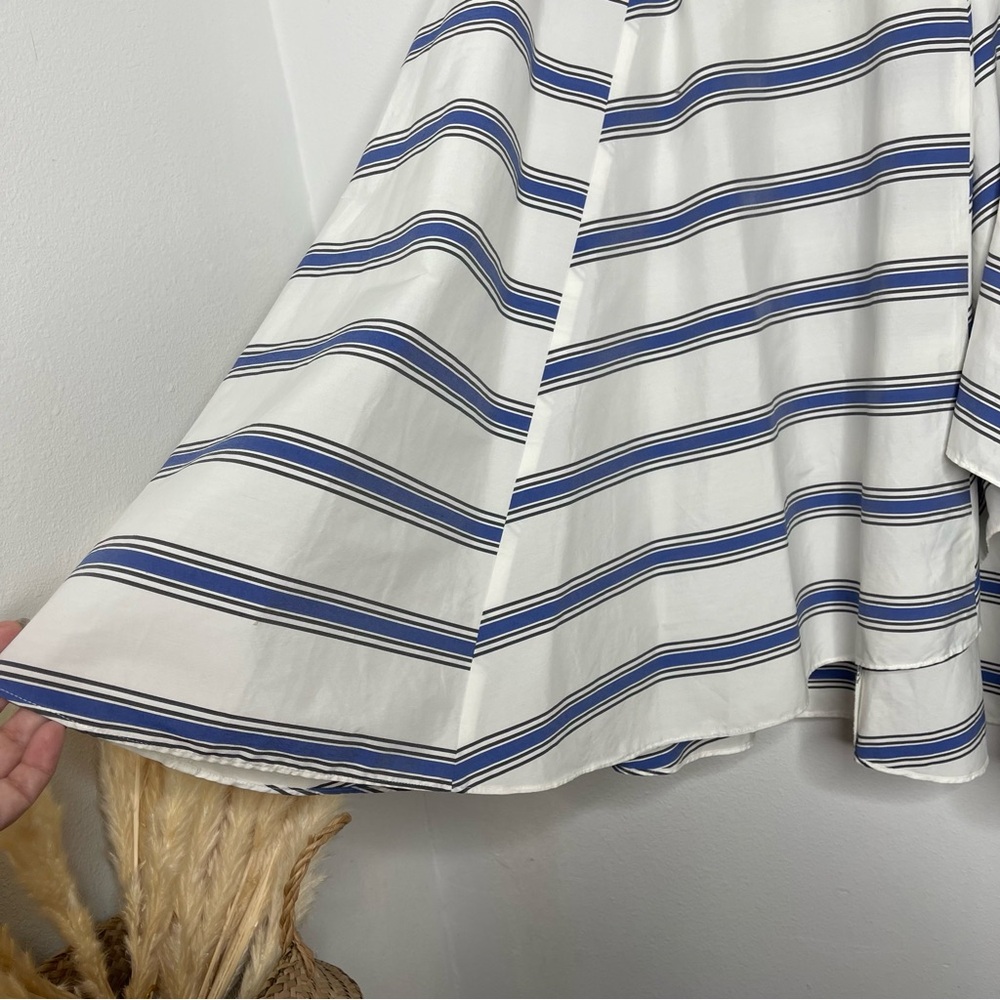 Rebecca Minkoff Misty Skirt in Santorini Blue Striped Asymmetrical Cotton Size 6 - Picture 7 of 16